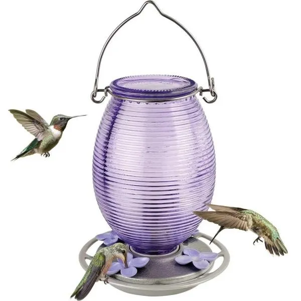 Lilac Dreams Antique Glass Hummingbird Feeder 29oz